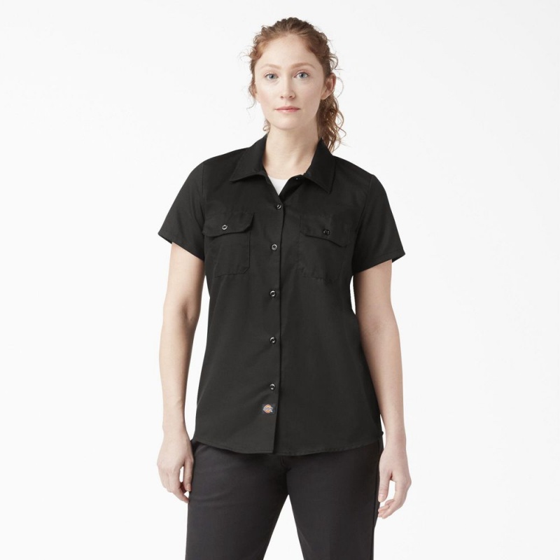 Black Dickies 574 Original Women\'s Work Shirts | 432-ITAPVN