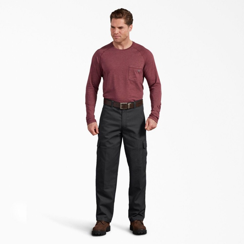 Black Dickies Active Waist Regular Fit Men's Cargo Pants | 890-QODICP