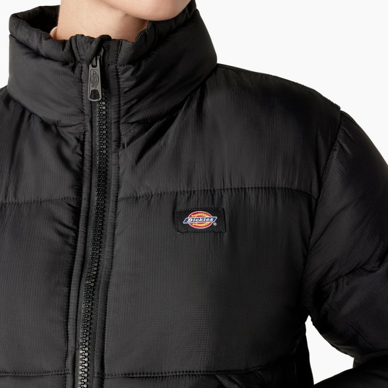 Black Dickies Atlanta Puffer Women's Jacket | 613-DAUZJT