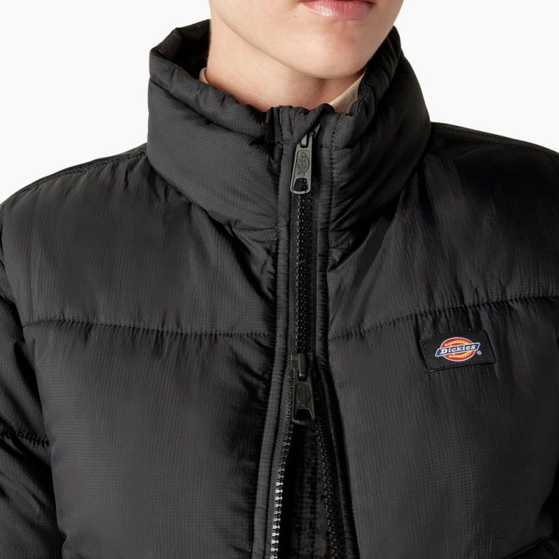 Black Dickies Atlanta Puffer Women's Jacket | 613-DAUZJT