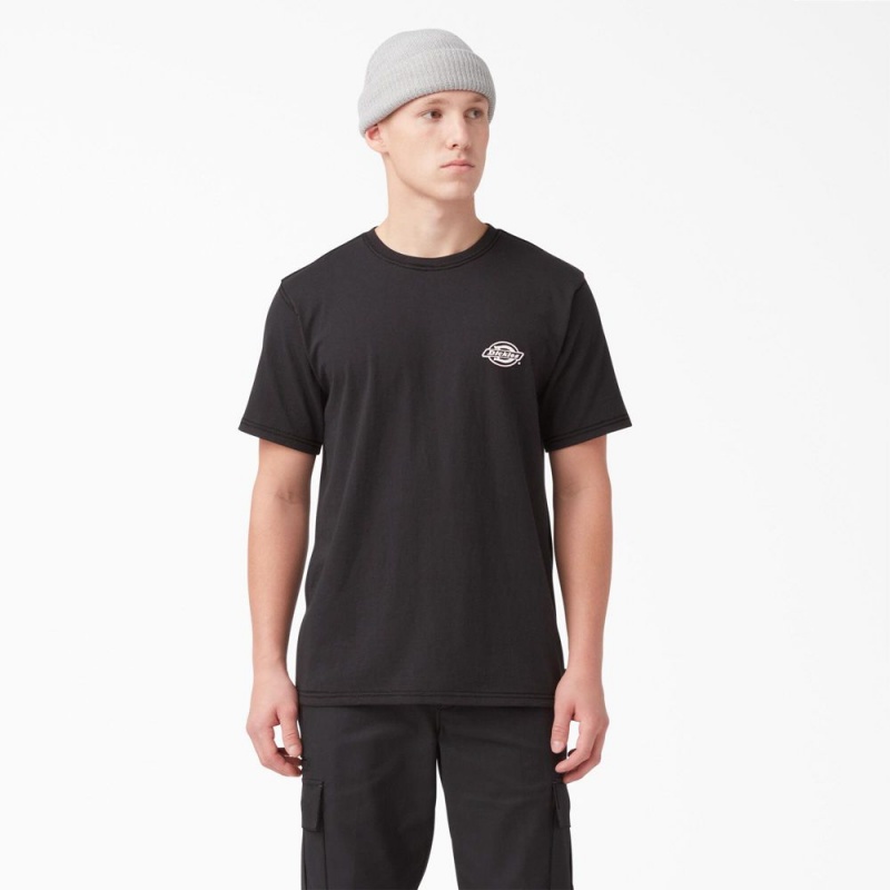 Black Dickies Back Logo Graphic Men's T-Shirt | 470-GXCEUB