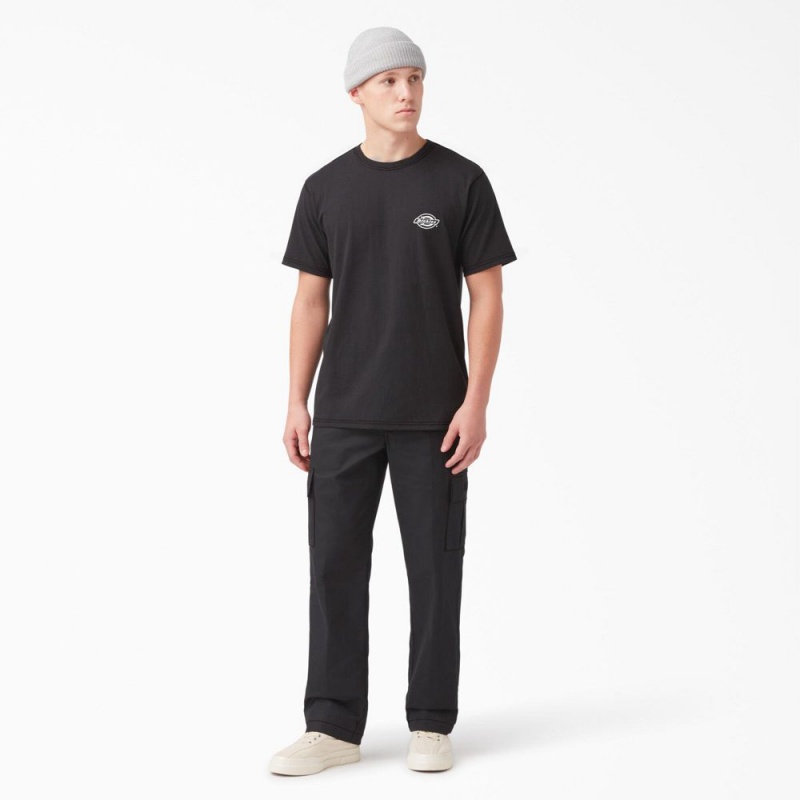 Black Dickies Back Logo Graphic Men's T-Shirt | 470-GXCEUB