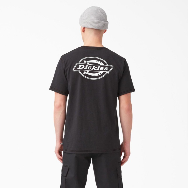 Black Dickies Back Logo Graphic Men\'s T-Shirt | 470-GXCEUB