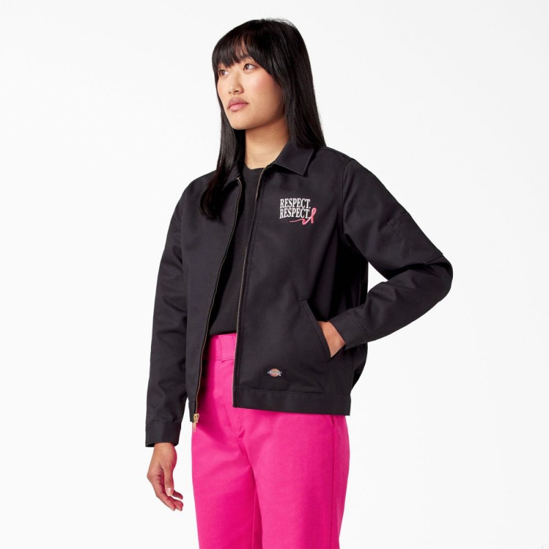 Black Dickies Breast Cancer Awareness Eisenhower Women's Jacket | 169-UBEZCA