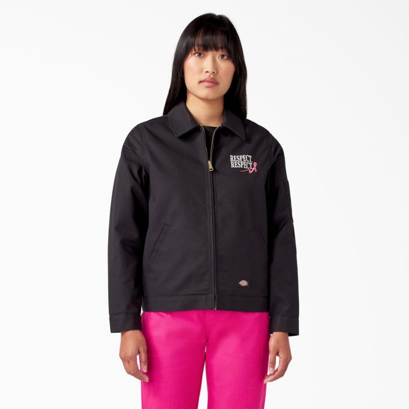 Black Dickies Breast Cancer Awareness Eisenhower Women's Jacket | 169-UBEZCA