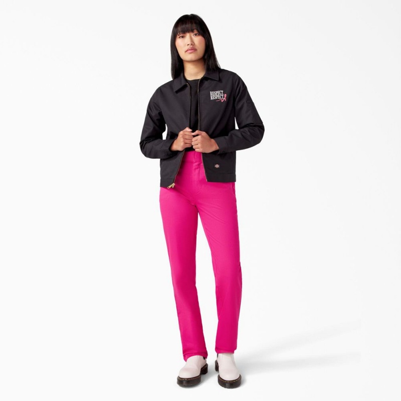 Black Dickies Breast Cancer Awareness Eisenhower Women's Jacket | 169-UBEZCA