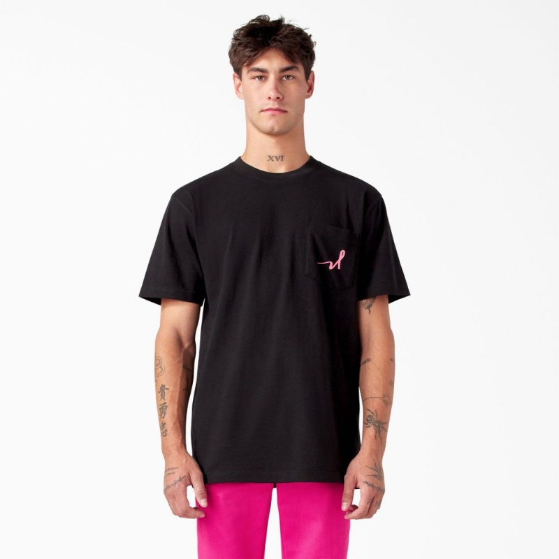 Black Dickies Breast Cancer Awareness Heavyweight Men's T-Shirt | 304-DLWOKX