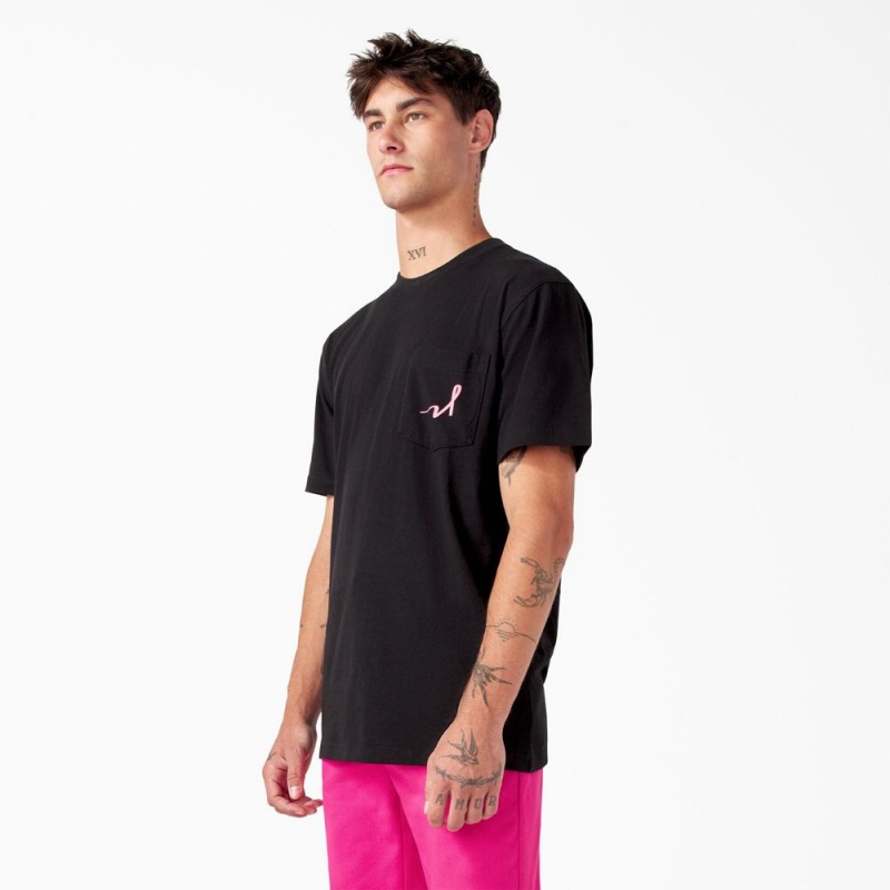 Black Dickies Breast Cancer Awareness Heavyweight Men's T-Shirt | 304-DLWOKX