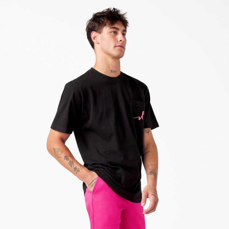 Black Dickies Breast Cancer Awareness Heavyweight Men's T-Shirt | 304-DLWOKX