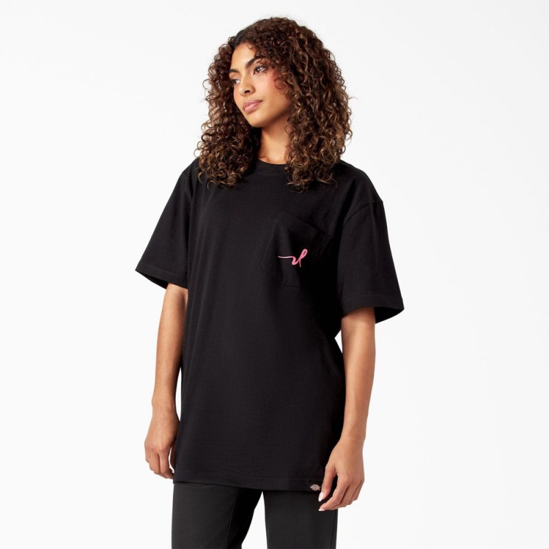 Black Dickies Breast Cancer Awareness Heavyweight Men's T-Shirt | 304-DLWOKX