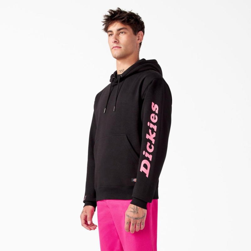 Black Dickies Breast Cancer Awareness Logo Men's Hoodie | 317-TOMYQE