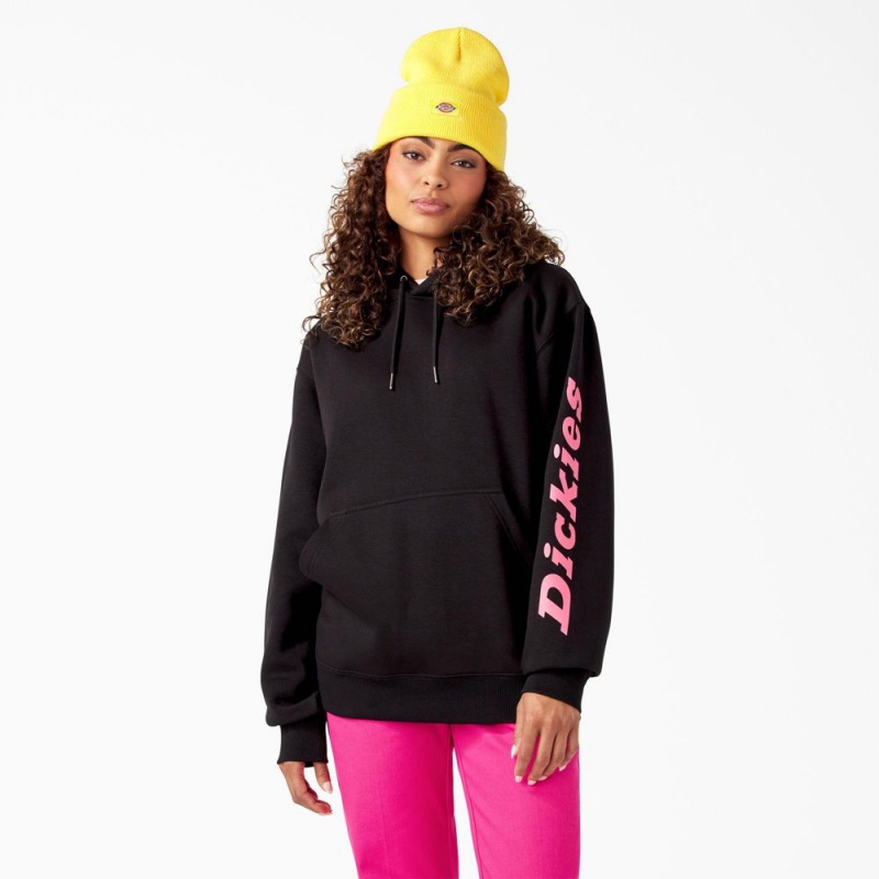 Black Dickies Breast Cancer Awareness Logo Men's Hoodie | 317-TOMYQE