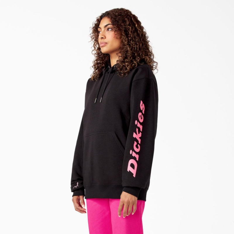 Black Dickies Breast Cancer Awareness Logo Men's Hoodie | 317-TOMYQE