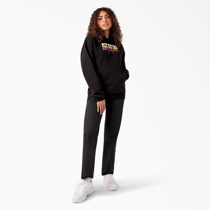 Black Dickies Breast Cancer Awareness Respect Respect Women's Hoodie | 879-ZJMPXU