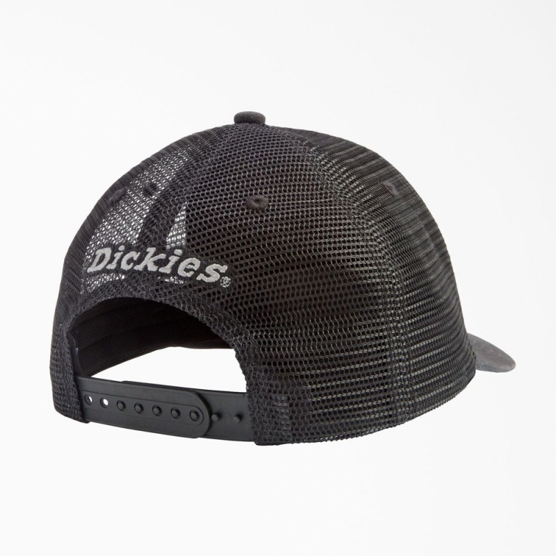 Black Dickies Canvas Trucker Men's Cap | 637-RJZDUC