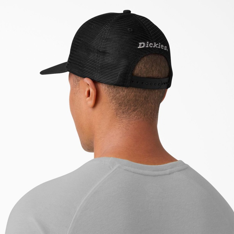 Black Dickies Canvas Trucker Men's Cap | 637-RJZDUC