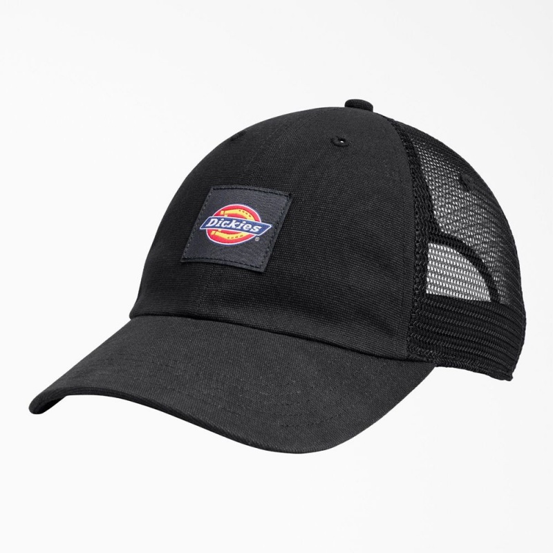 Black Dickies Canvas Trucker Women\'s Hat | 678-ONTYGD