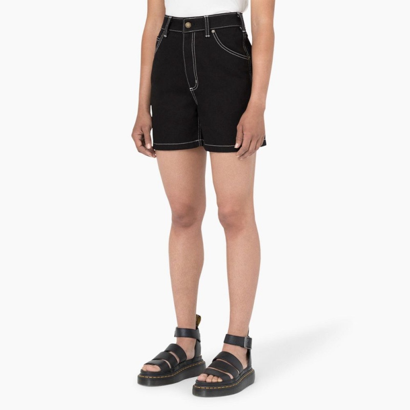 Black Dickies Carpenter Jean Women's Shorts | 951-XBTPUW