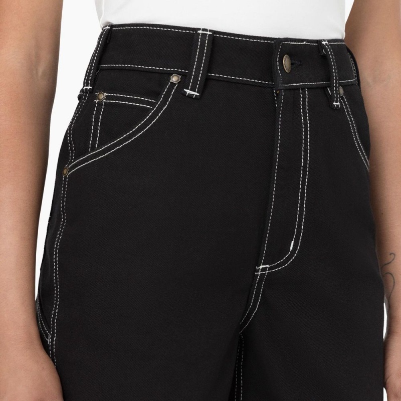 Black Dickies Carpenter Jean Women's Shorts | 951-XBTPUW