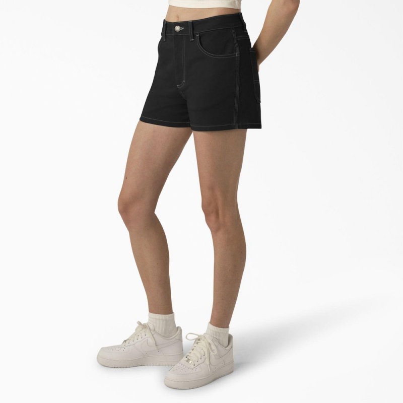 Black Dickies Carpenter Women's Shorts | 301-PMLINO