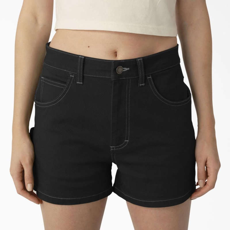 Black Dickies Carpenter Women's Shorts | 301-PMLINO