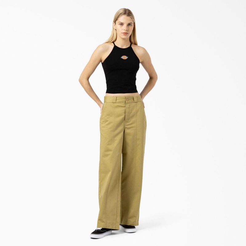 Black Dickies Chain Lake Cropped Women's Tank Top | 275-RBYZDI