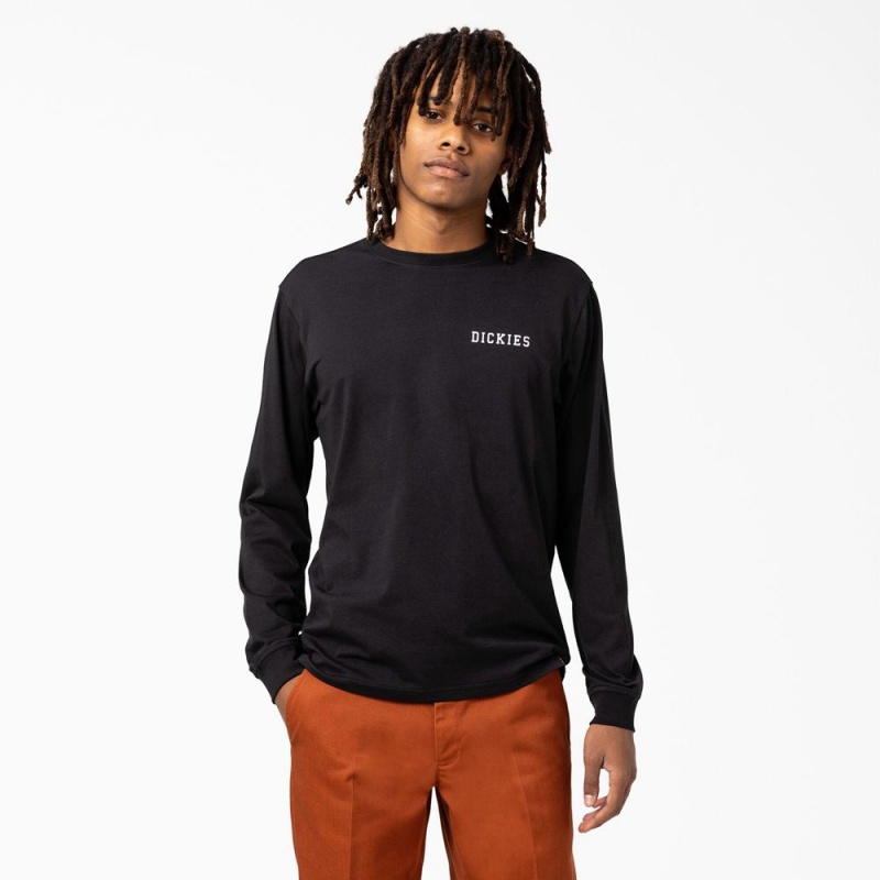 Black Dickies Cleveland Long Sleeve Men's T-Shirt | 107-DAYNZR