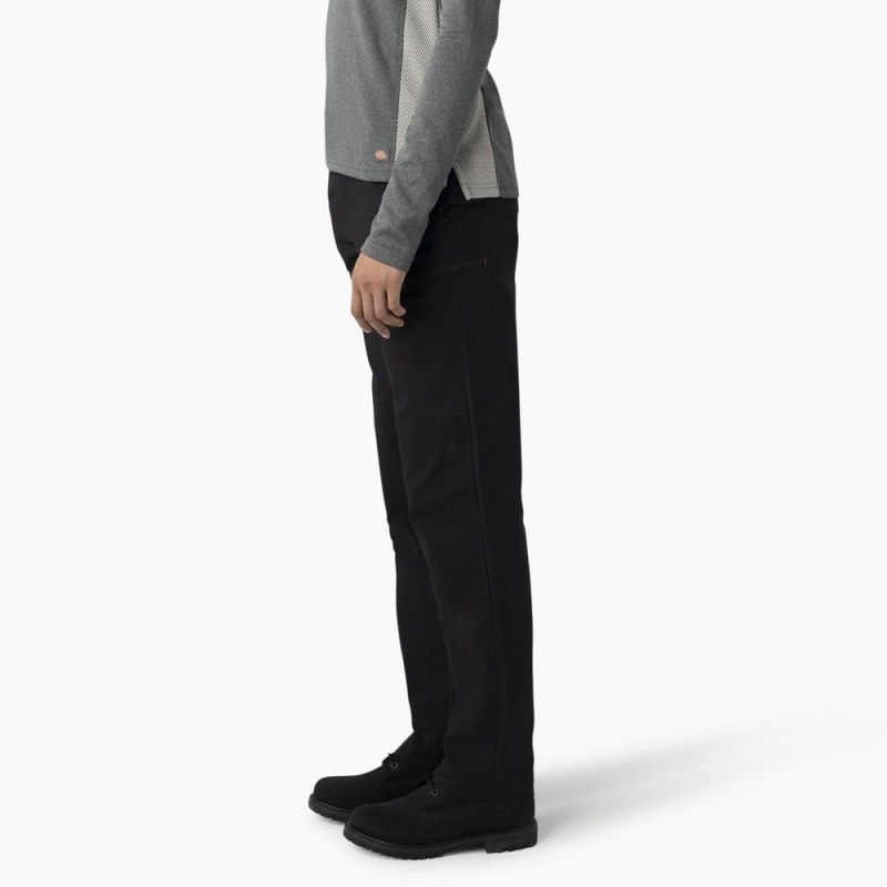 Black Dickies Cooling High Rise Tapered Leg Double Knee Women's Pants | 340-YKFJEZ