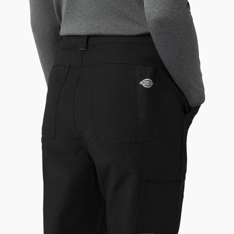 Black Dickies Cooling High Rise Tapered Leg Double Knee Women's Pants | 340-YKFJEZ