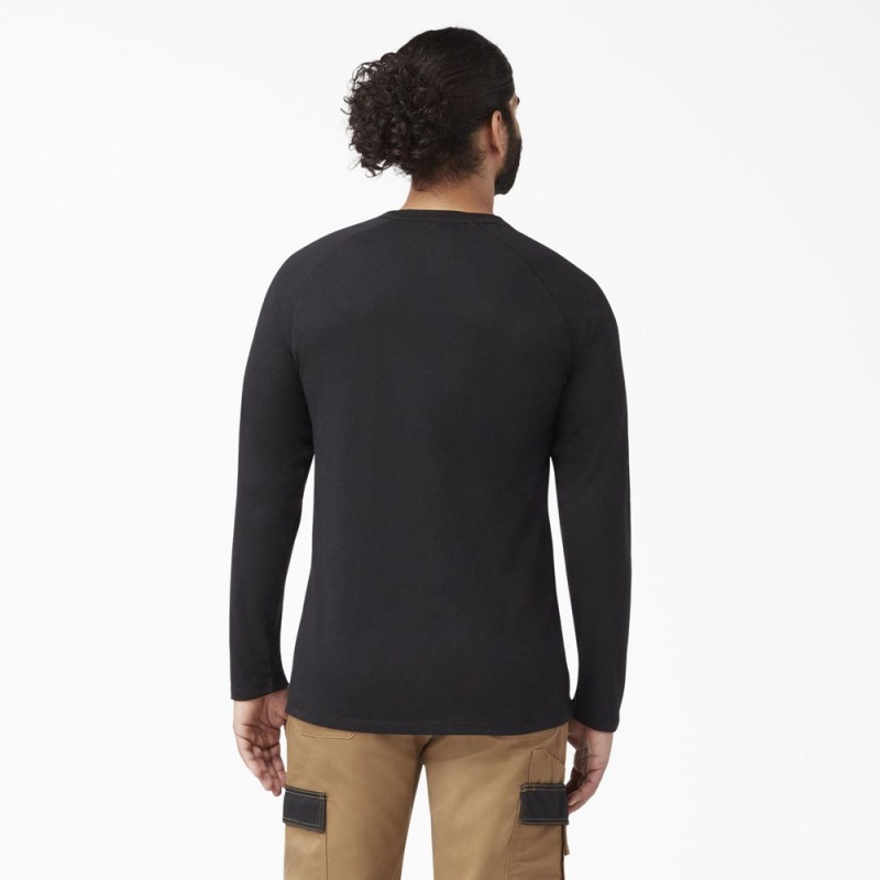 Black Dickies Cooling Long Sleeve Pocket Men's T-Shirt | 359-JQZGHF