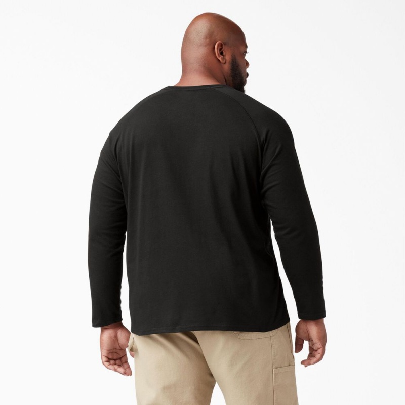 Black Dickies Cooling Long Sleeve Pocket Men's T-Shirt | 359-JQZGHF