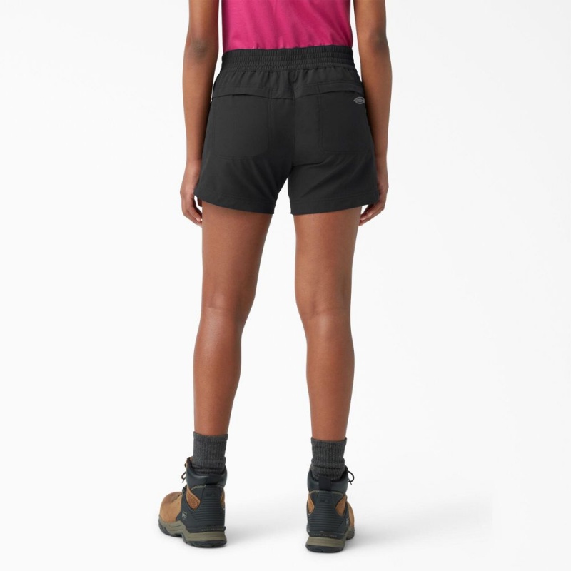 Black Dickies Cooling Relaxed Fit Pull-On Women's Shorts | 172-XFAWSY