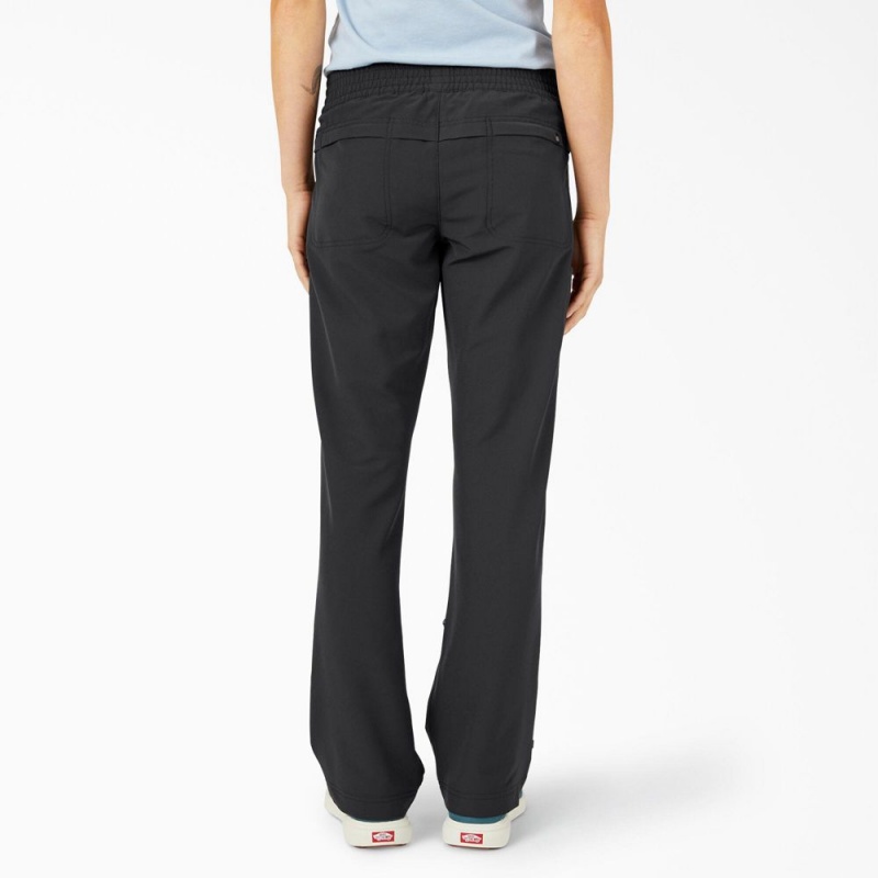 Black Dickies Cooling Relaxed Straight Fit Roll-Up Women's Pants | 091-FQOHEB