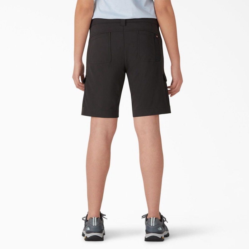 Black Dickies Cooling Slim Fit Cargo Women's Shorts | 348-ZQRPAK