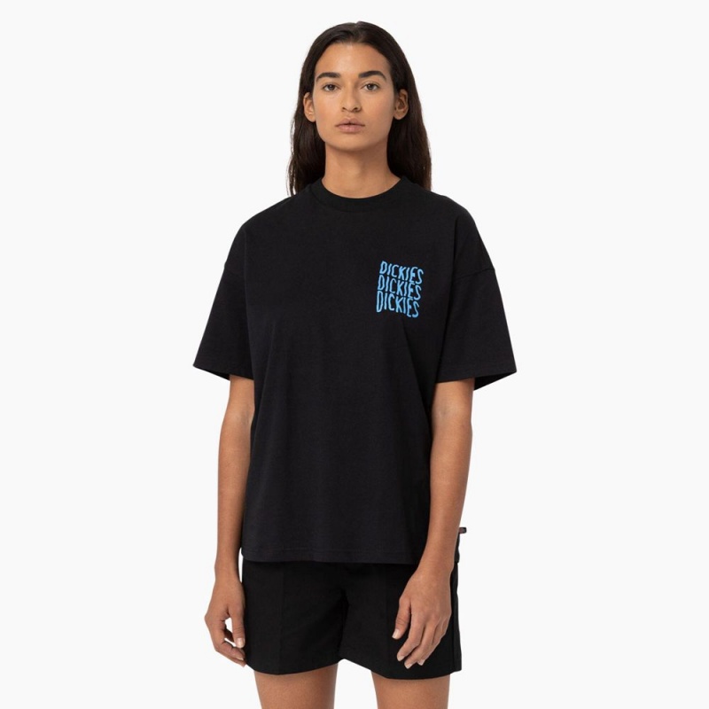 Black Dickies Creswell Graphic Women's T-Shirt | 486-YXWADG