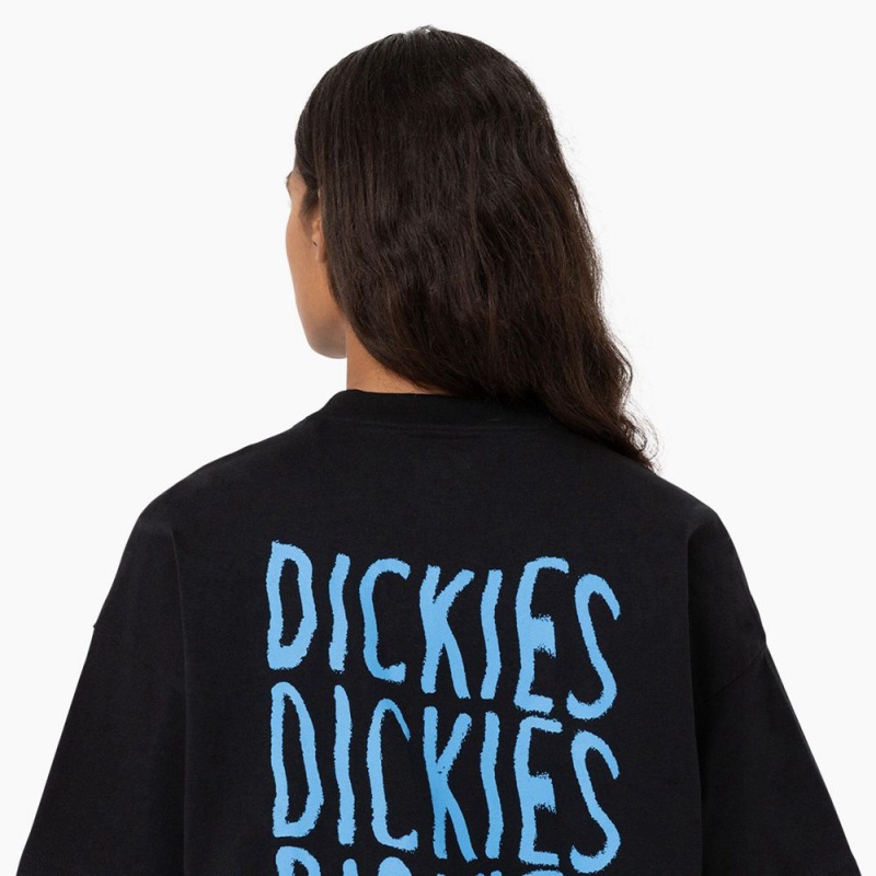 Black Dickies Creswell Graphic Women's T-Shirt | 486-YXWADG