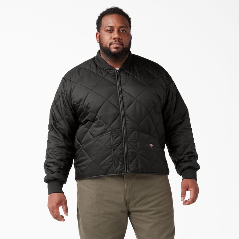 Black Dickies Diamond Quilted Men's Jacket | 026-KBJOIS