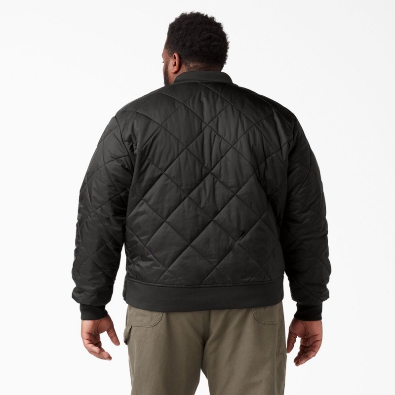 Black Dickies Diamond Quilted Men's Jacket | 026-KBJOIS