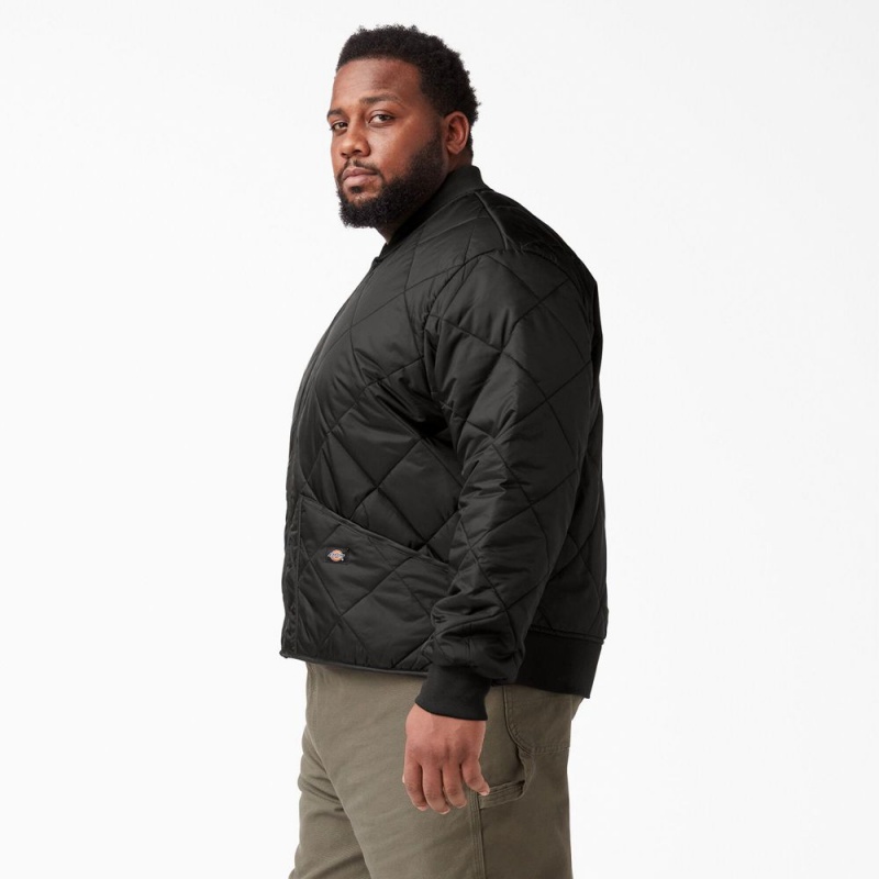 Black Dickies Diamond Quilted Men's Jacket | 026-KBJOIS