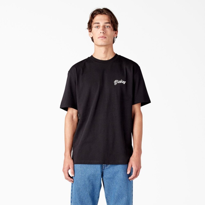 Black Dickies Dighton Graphic Men's T-Shirt | 753-QGMZKN