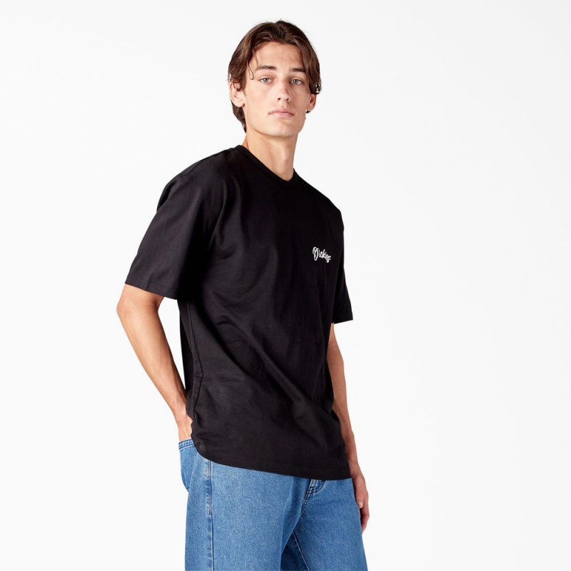 Black Dickies Dighton Graphic Men's T-Shirt | 753-QGMZKN