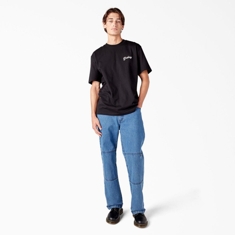 Black Dickies Dighton Graphic Men's T-Shirt | 753-QGMZKN