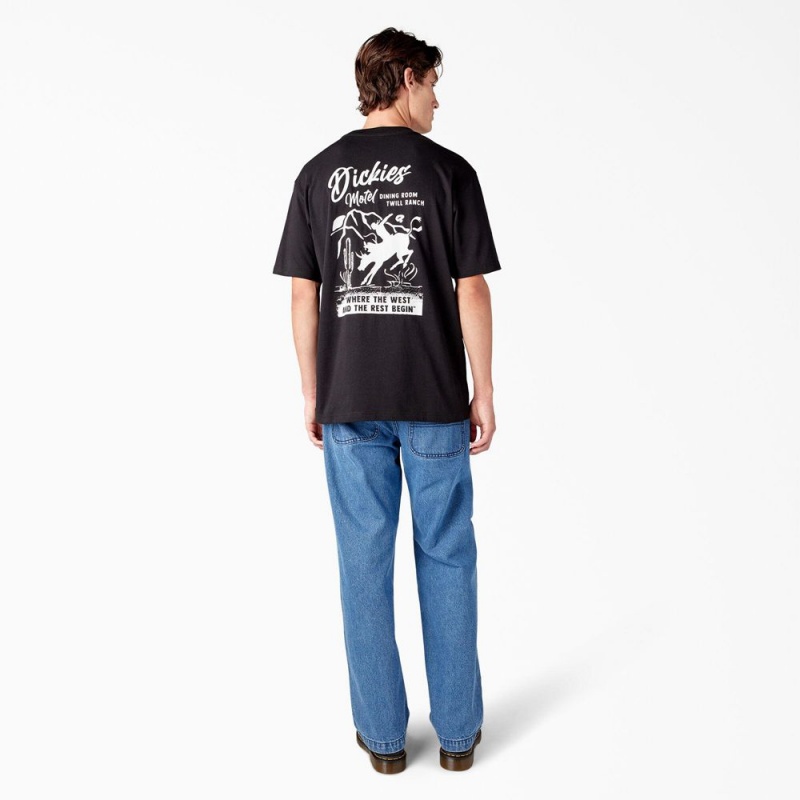 Black Dickies Dighton Graphic Men's T-Shirt | 753-QGMZKN