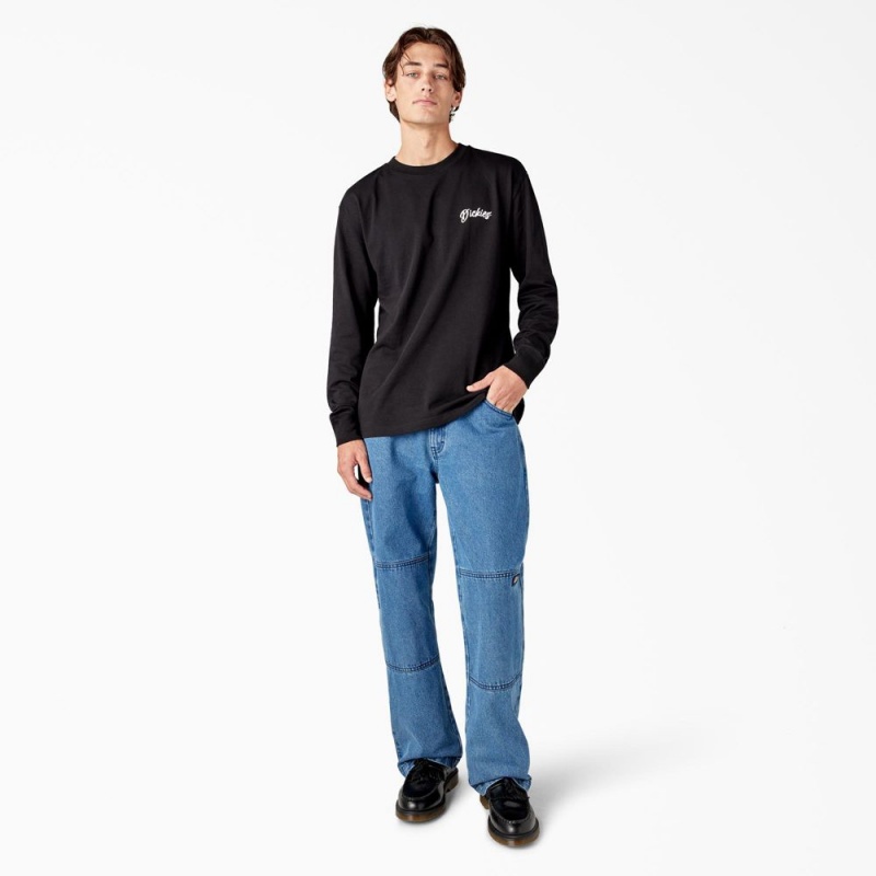 Black Dickies Dighton Long Sleeve Graphic Men's T-Shirt | 246-VYHPXW