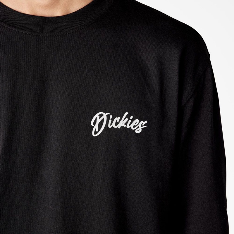 Black Dickies Dighton Long Sleeve Graphic Men's T-Shirt | 246-VYHPXW