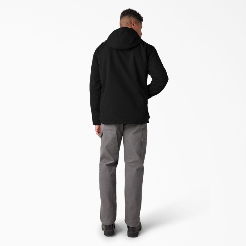 Black Dickies Duck Canvas High Pile Fleece Lined Men's Jacket | 821-WXISDB