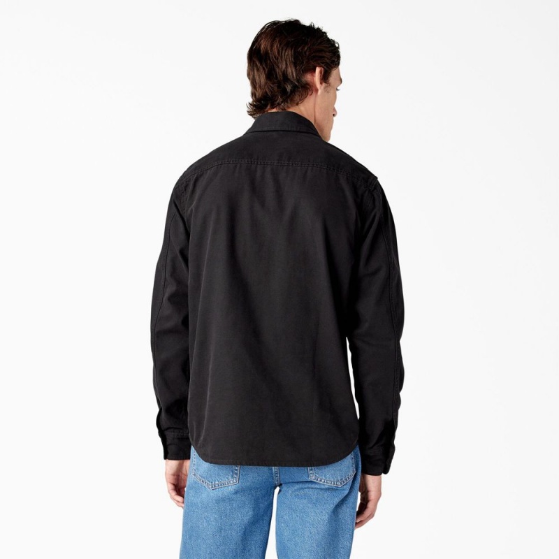 Black Dickies Duck Canvas Long Sleeve Utility Men's Shirt | 067-WVRTBE