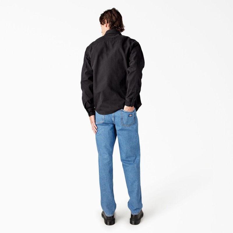 Black Dickies Duck Canvas Long Sleeve Utility Men's Shirt | 067-WVRTBE