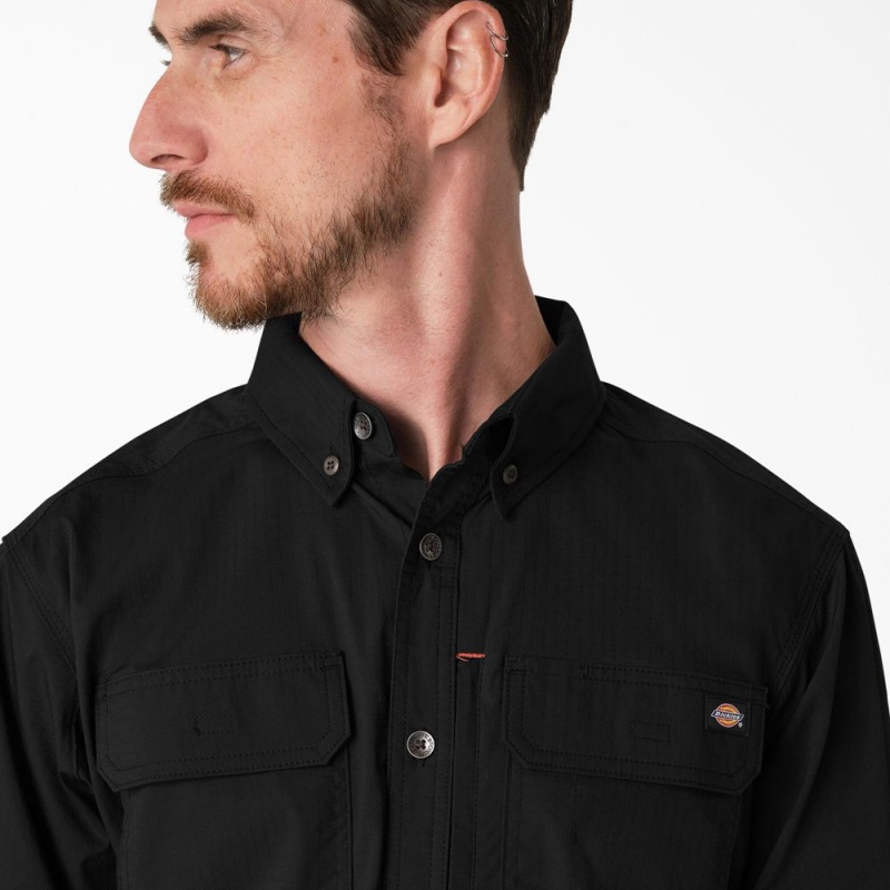 Black Dickies DuraTech Ranger Ripstop Men's Shirt | 684-OWTIYP