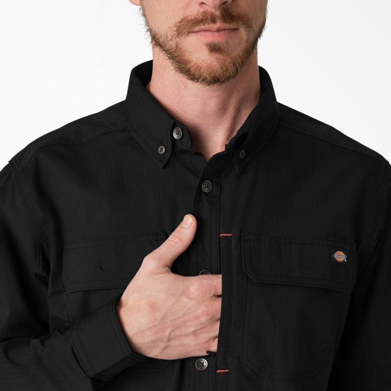 Black Dickies DuraTech Ranger Ripstop Men's Shirt | 684-OWTIYP